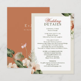 Tropische hibiscus boho pastel Bruiloft Informatiekaartje