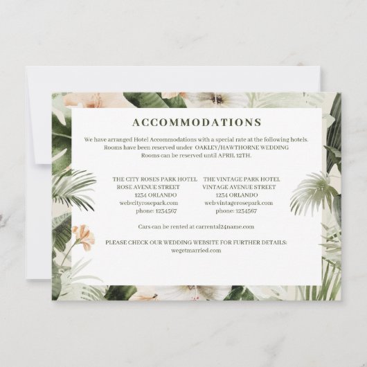 Tropische hibiscus boho pastel Bruiloft Notitiekaartje (Voorkant)