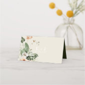 Tropische hibiscus boho pastel Bruiloft Plaatskaartje (Achterkant)