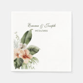 Tropische hibiscus boho pastel Bruiloft Servet (Voorkant)