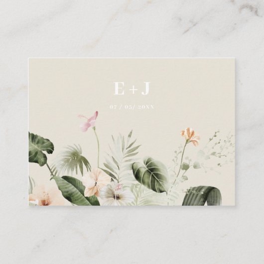 Tropische hibiscus boho pastel Bruiloft Website Visitekaartje (Achterkant)