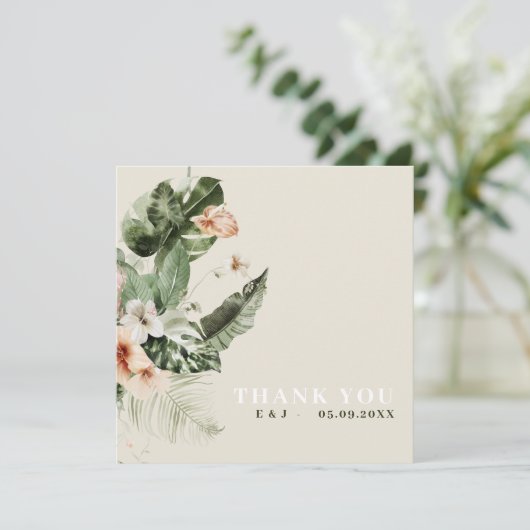 Tropische hibiscus boho pastel "Dank u" Kaart (Staand voorkant)