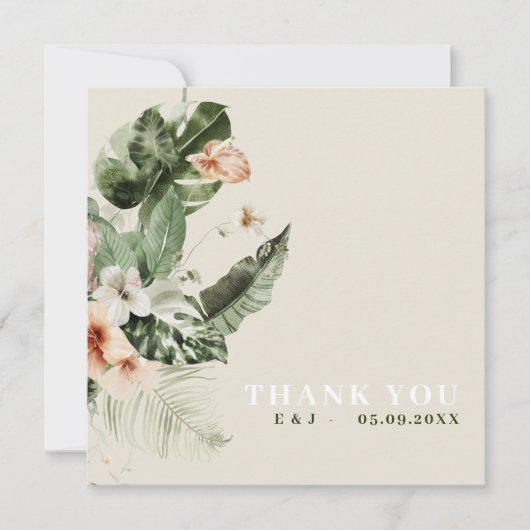 Tropische hibiscus boho pastel "Dank u" Kaart (Voorkant)