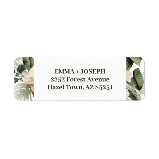 Tropische hibiscus boho pastel Retouradreslabel Etiket (Voorkant)