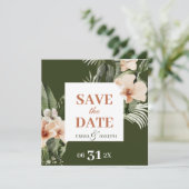 Tropische hibiscus boho pastel "Save the Date" Kaart (Staand voorkant)