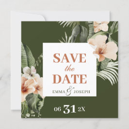 Tropische hibiscus boho pastel "Save the Date" Kaart