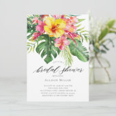 Tropische Hibiscus Bridal Shower Invitation Kaart (Staand voorkant)