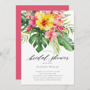 Tropische Hibiscus Bridal Shower Invitation Kaart