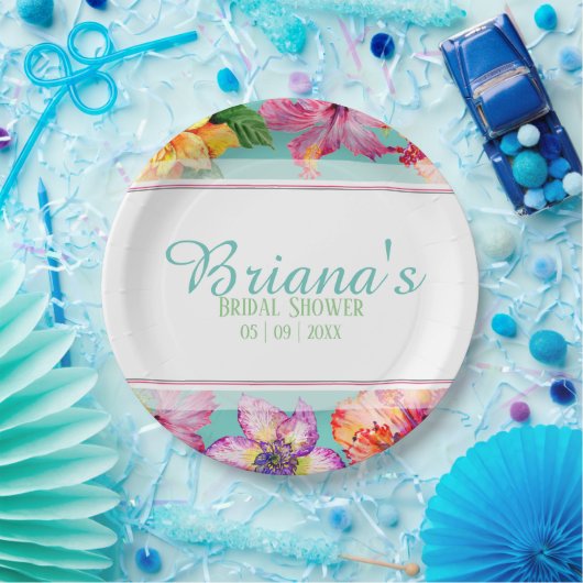 Tropische Hibiscus Bruidsdouche Papieren Bordje (Feest)