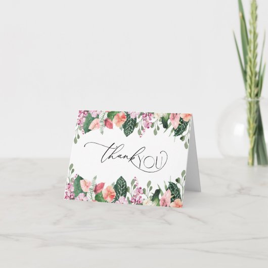 Tropische Hibiscus Bruidsfeest Dankkaart Bedankkaart (Voorkant)