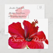 Tropische Hibiscus bruiloft Save the Date Aankondigingskaart (Voorkant / Achterkant)