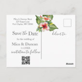 Tropische Hibiscus bruiloft Save the Date Briefkaart (Achterkant)