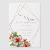 Tropische Hibiscus bruiloft Save the Date Vellum Uitnodigingen (Voorkant)