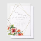 Tropische Hibiscus bruiloft Save the Date Vellum Uitnodigingen (Offset)