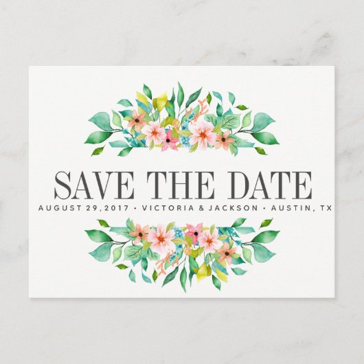 Tropische hibiscus | BRUILOFT Sla de datum op Aankondigingskaart (Voorkant)