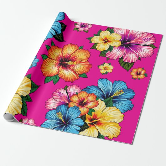 Tropische Hibiscus Cadeaupapier (Uitgerold)