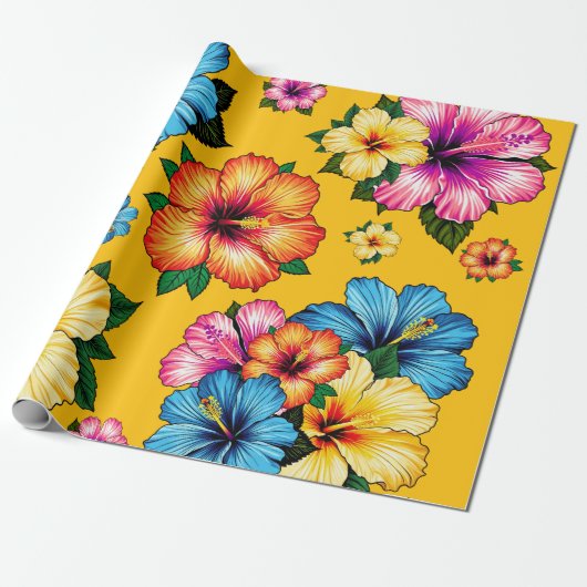 Tropische Hibiscus Cadeaupapier (Uitgerold)