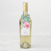 Tropische Hibiscus Cheers Wedding Wine Labels (Op fles)