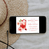 Tropische Hibiscus Cherry Cocktail Verjaardagsfees Kaart