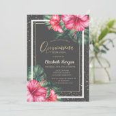 Tropische Hibiscus, Confetti Kaart (Staand voorkant)