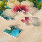 Tropische Hibiscus Dolfijnen Legpuzzel (Zijkant)