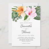 Tropische Hibiscus en gebladerte Waterverf Bloemen Kaart (Voorkant)