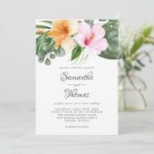 Tropische Hibiscus en gebladerte Waterverf Bloemen Kaart (Staand voorkant)