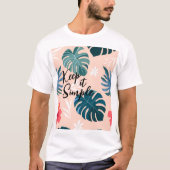 Tropische Hibiscus en Monstera Bladpatroon T-shirt (Voorkant)