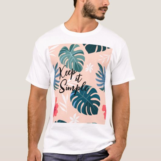 Tropische Hibiscus en Monstera Bladpatroon T-shirt (Voorkant)