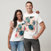 Tropische Hibiscus en Monstera Bladpatroon T-shirt (Unisex)