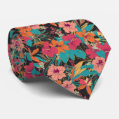 Tropische Hibiscus en Orchidee Bloemenpatroon Stropdas (Opgerold)