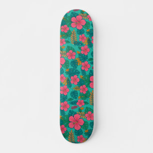 Tropische Hibiscus en Palmblad Patroon Persoonlijk Skateboard