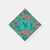 Tropische Hibiscus en Palmblad Patroon Servet (Hoek)