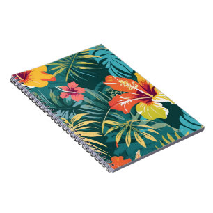 Tropische Hibiscus en Palmbladeren Notitieboek