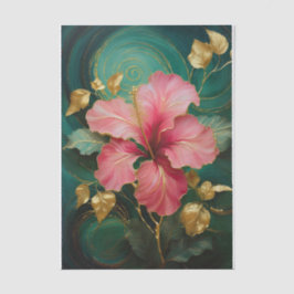 Tropische Hibiscus Enkele Roze Bloem Formele Bloem Tissuepapier