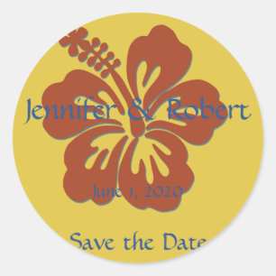 Tropische hibiscus envelopzegel ronde sticker