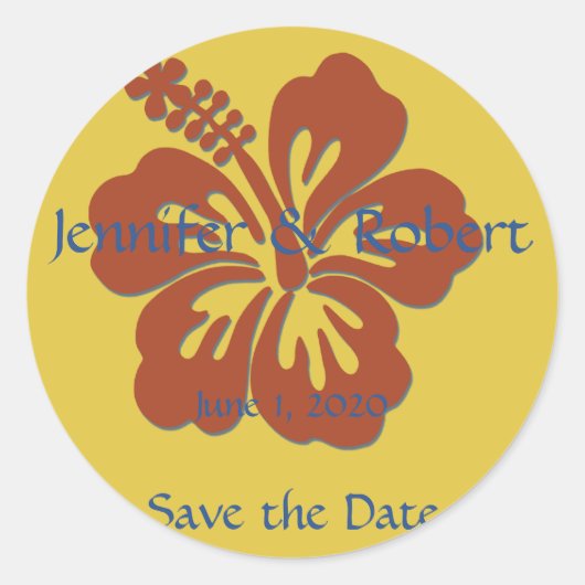 Tropische hibiscus envelopzegel ronde sticker (Voorkant)