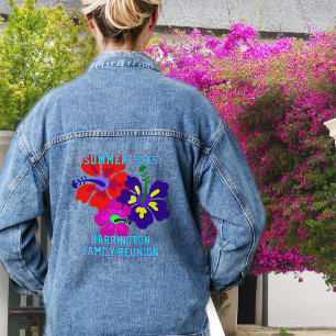 Tropische Hibiscus Familie Reünie Denim Jacket