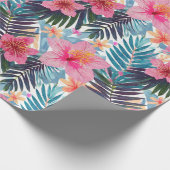 Tropische hibiscus floraal cadeaupapier (Hoek)