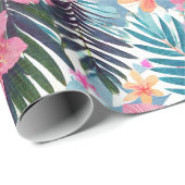 Tropische hibiscus floraal cadeaupapier (Rol Hoek)