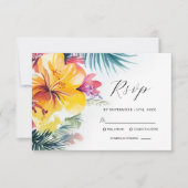 Tropische Hibiscus Floral Bestemming Bruiloft RSVP Kaartje (Voorkant)