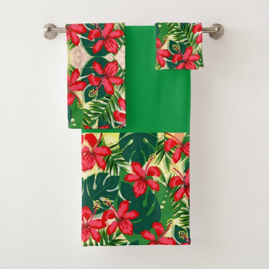 Tropische hibiscus floral bright modern bad handdoek (Insitu)