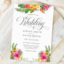 Tropische Hibiscus Floral Calligraphy Wedding