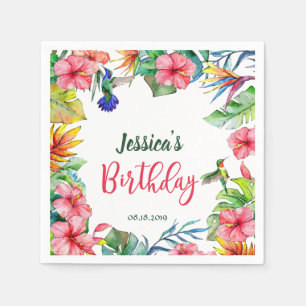 Tropische Hibiscus Floral Hawaiian Birthday Party Servet