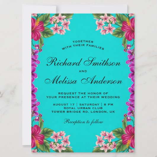  Tropische Hibiscus Floral Hawaiian Wedding Kaart (Voorkant)