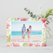 Tropische Hibiscus Floral Mele Kalikimaka Feestdagenkaart (Staand voorkant)