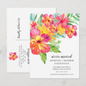 Tropische Hibiscus Floral Moving Announge Aankondigingskaart (Voorkant / Achterkant)