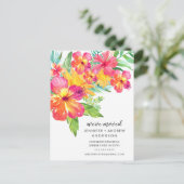 Tropische Hibiscus Floral Moving Announge Aankondigingskaart (Staand voorkant)