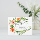 Tropische Hibiscus Floral Moving Announge Briefkaart (Staand voorkant)