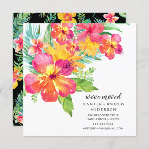 Tropische Hibiscus Floral Moving Announge Kaart